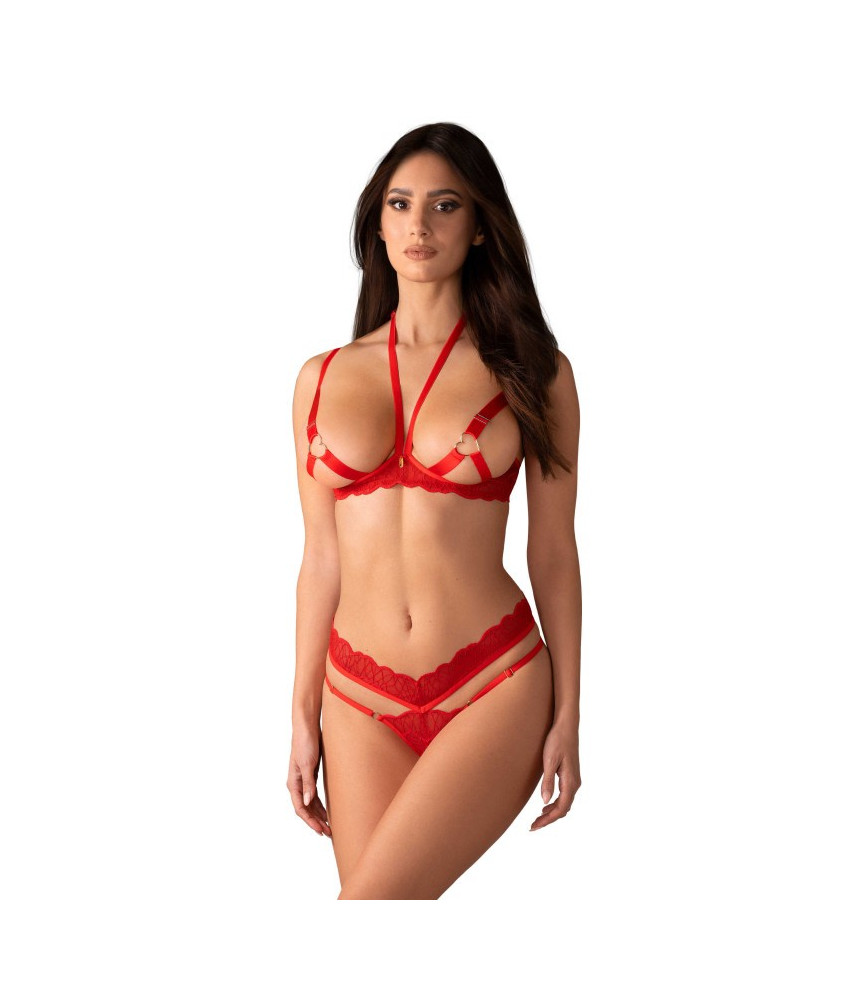 Cupide desir ensemble 2 pièces ouvert - Rouge